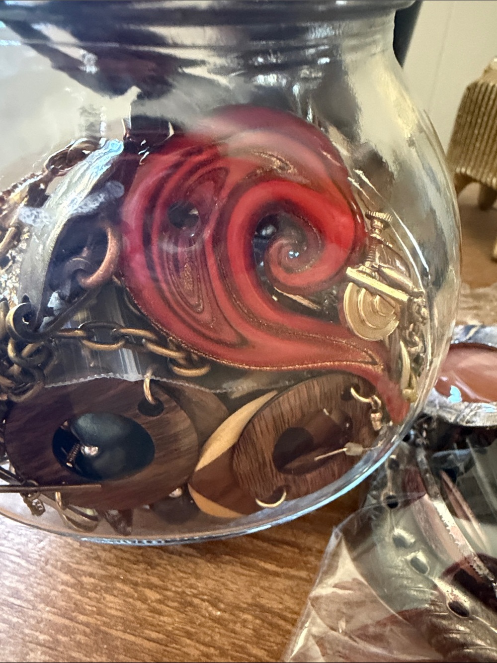 Primitive custom and custom artsy Mixed Metals Mystery Jewelry Jar - Picture 3 of 7